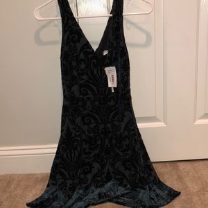 Velvet dress with flower pattern